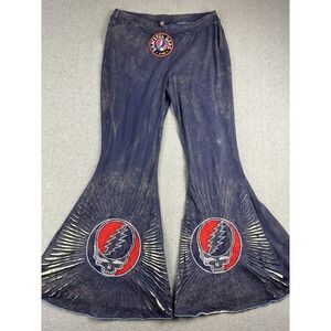 Jayli Grateful Dead Pants Womens XL Blue Bell Bottom Flare Skull Sweatpants NWT